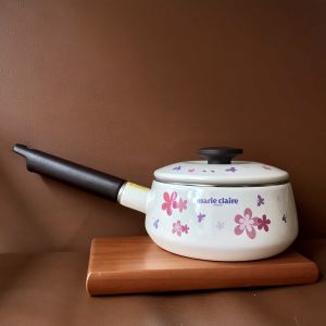 FUJIHORO - Marie Claire -[Bán Lẻ] 01 Nồi/ Quánh Thép Tráng Men Nhật Cao Cấp Hoa Marie [Dùng Mọi Bếp]