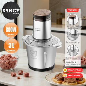 SANCY 3L Stainless Steel Food Processor Blender Large Capacity Electric Meat Grinder Household Powerful Food Blender Pengisar Daging Berkuasa Tinggi - Fulfilled by SANCY