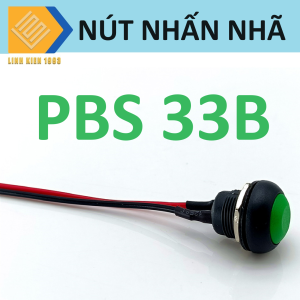[ 2 CÁI ] PBS 33B nút nhấn nhã màu xanh lá có dây 12mm chống nước