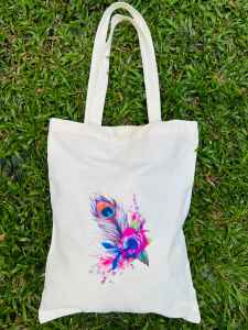 Reusable Canvas Tote Bag Beige Floral | Eco-Friendly Daily Shopping Handbag for Women Work Gifts – Just $5!