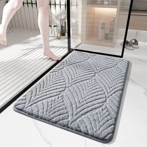 DOOUR Đã được làm dày Thảm trải sàn phòng tắm Vải nhung cotton Màu trơn Thảm chống trượt. Lông mềm Thảm trải sàn nhà bếp Phòng tắm