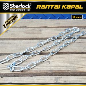 Rantai Besi / Kapal Galvanized 3 mm ( 1/8 inch ) panjang 1 meter - UTUH