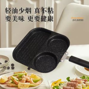 New 3 HOLE Non-stick Aluminum Alloy Multi-function Omelette Pan Frying Pan Egg Pan Steak Pan