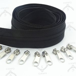 Accesories Tas Daun Resleting Nilon (2 Arah) PLASTIK VISLON No. 5 (01 Hitam) - Aksesoris (IMPORT)