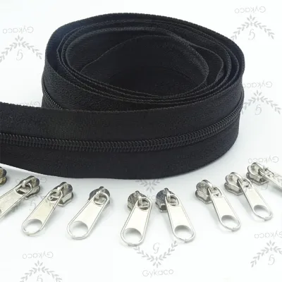 Accesories Tas Daun Resleting Nilon (2 Arah) PLASTIK VISLON No. 5 (01 Hitam) - Aksesoris (IMPORT)