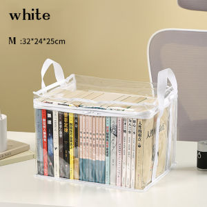 Dust-proof Organizer Bag Multifunction Book Storage Box with Handle Transparent PVC Tote Bag 书本收纳袋