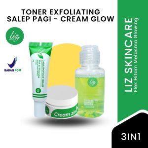 Elzet Skincare BPOM Toner Exfoliating Salep Malam Whitening Cream Pemutih Kulit Wajah Kusam Glowing Penghilang Melasma Noda Hitam Flek Membandel