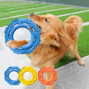 FUYEKN Teeth Grinding Dog Pull Ring Toys Bite Resistant TPR Foam Pet Flying Discs Simple Soft Pet Pull Toy for Outdoor Training