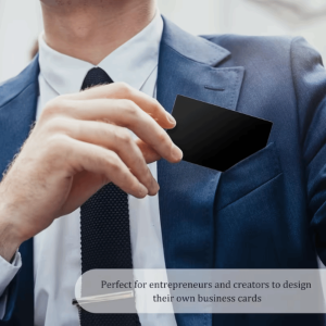 SUNNY BAR 300 pcs/set 0.2mm Thickness Aluminium Business Card Portable 86 54mm Engraving Area Blank Business Card Name Card Black Color  Engraving Blanks Office
