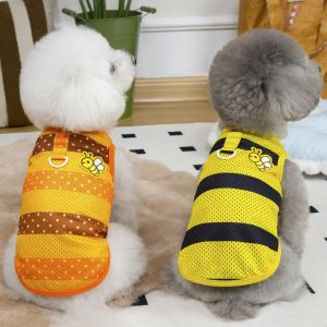 DEQIX Bee Pattern Dog Vest Breathable Mesh Dog T-Shirt Lovely Cute Puppy Clothing for Dogs Cats