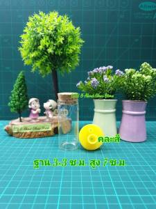 ขวดแก้วทรงกระบอกทรงสูง มีให้เลือกขนาดฝาคละสี