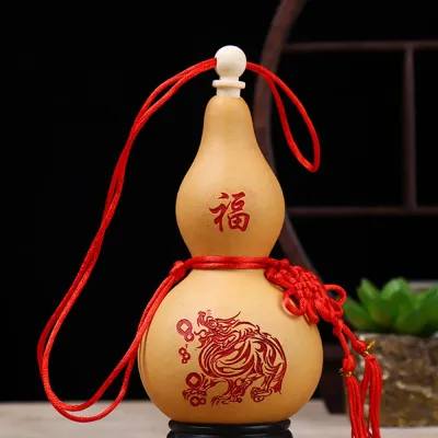 IUYJN Chinese Style Carve Patterns Bring Wealth and Luck Yin Yang Photo Props Handmade Feng Shui Housewarming Gift Gourd Crafts Home Decor Hanging Ornament