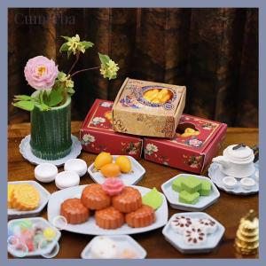 [Cumarba] บ้านตุ๊กตาพลาสติกรูปพระจันทร์จำลองของเล่นขนาดเล็กบ้านตุ๊กตาอาหารบ้านตุ๊กตาขนมไหว้พระจันทร์จำลองบ้านอาหาร