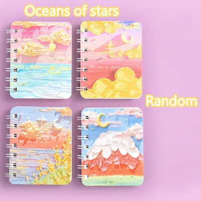 4pcs/set A7 Cartoon Coil Notepad Flip Mini Cute Spiral Notebook Ins Style Aesthetic School Supplies Planner Cute Small Notebooks