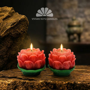 Nến Đôi Hoa Sen Size 5 Vivian Vus Candles Nhiều Màu Phù Hợp Lễ Chùa Thờ Cúng - Dòng Nến Tâm Linh