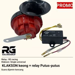 Paket Klakson KEONG Bebek & Matic 12 Volt Horn Universal Plus Modul Relay Klakson Putus Putus 12v merah hitam