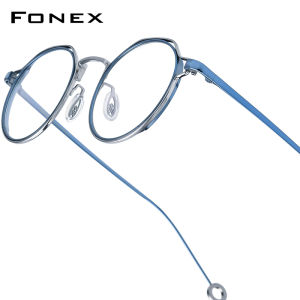 FONEX Pure Titanium Glasses Frame Women Brand Design Vintage Retro Round Eyeglasses Men Full-Rim Japanese High-Quality Ultralight Custom Optical Eyewear POET