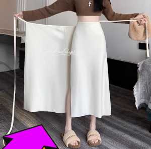 Rok Midi Casual Polos Gaya Korea Pinggang Elastis