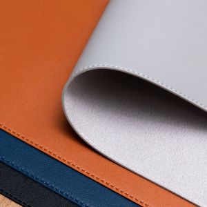 OWTWO PU Leather Mouse Pad Stitched Non-slip Laptop Computer Mousepad Easy to Clean Stain-resistant Writing Pad Home Office
