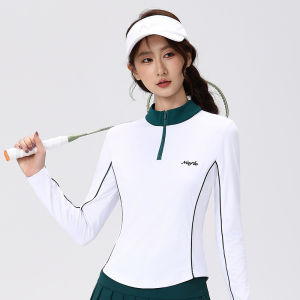 Sản phẩm mới cho mùa thu và mùa đông Áo Thun Có Cổ Dài Tay của phụ nữ Golf với màu sắc tương phản. Thiết kế cao cấp vừa vặn dáng người thon gọn váy đồ thể thao giản dị thanh lịch và ngoài trời thoải mái.