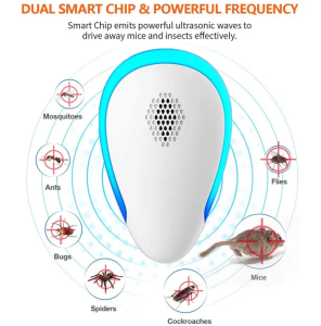Ultrasonic Pest Repeller Plug Electric Pest Control - Professional Home Repellent - For Fleas Mosquitos Bed Bugs Cockroach Rats Rodents Roaches Mice Insect Ants Spiders