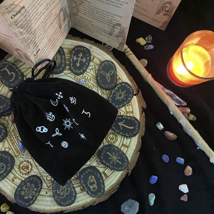 [CHYIN] Wood Runes Stone Set Witches Rune Set 14 PCS Engraved Rune ...