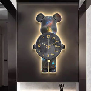 (HÌNH THẬT) Tranh treo tường đồng hồ đèn led gấu bearbrick trang trí decor phong quà tặng