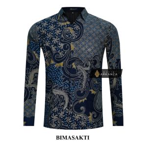 BATIK ARKANZA Motif BIMASAKTI Kemeja Batik Pria Lengan Panjang Slimfit Premium Bahan Katun Lapis Furing