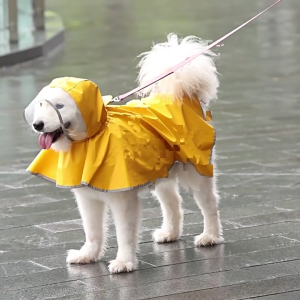 Comfortable Hooded Raincoat For Dog Waterproof PU Rain Ponchos With Night Visibility Design for Pet Outdoor Walking