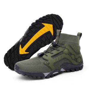 High-top Mens Hiking Shoes Breathable Mesh Male Outdoor Sneakers for Camping Climbing Non-slip Causal Sports Shoes Trekking Trainers