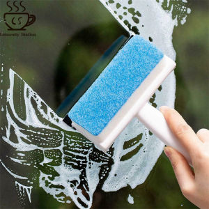 Two-in-one Double-sided Window Sponge Handle Brush Glass Scraper/cleaning Kitchen Window Tile Cleaning Brush Tool