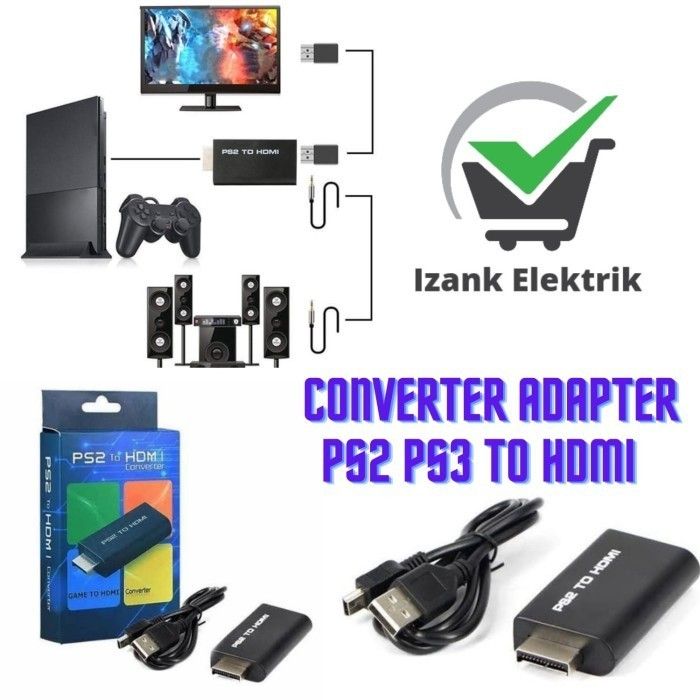 Converter PS2 PS3 TO HDMI Resolusi HD 720/1080P PS2 To HDMI