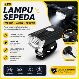 Lampu Sepeda LED USB Rechargeable Lampu Depan Sepeda Terang Aksesoris Sepeda