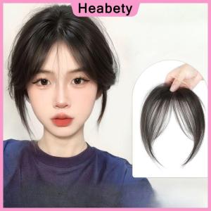 Heabety  Middle Part Fake Bangs Fringe Synthetic Topper Hairpiece Clip-In Bang Extension Natural Invisible Clourse Hairpiece Women