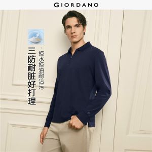 Giordano Men G+ triple-protection long sleeve polo shirt Free Shipping 01016784