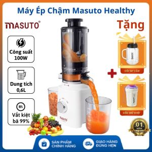 Máy ép chậm trái cây Masuto HEALTHY chính hãng Công suất lớn 100W Dung tích 0.6L Ép kiệt bã đến 99% Bảo hành 24 tháng