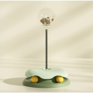 Factory New Cat Toy – Cat Spinning Wheel Spring Food Dispensing Ball Self-Entertainment Play Disc for Cats