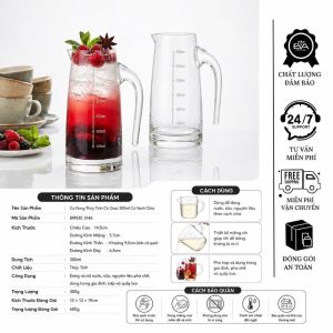 Set 2 Bình Rót Sọc Thủy Tinh 500ml Có Nắp Tay Cầm BRN10 J35A