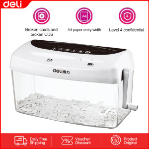 Deli 4L Paper Shredder Machine Portable Manual Can Shred Paper CD Credit Card Heavy Duty 9935