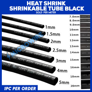 MW Heat Shrinkable Sleeve 2:1 – Black Tubing (1mm to 15mm Sold Per Meter) for Cable Management & Insulation