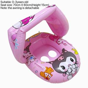 BIN LU Salbabida for Baby Inflatable Swimming Float with Removable Sunshade Canopy Sun Protection Kids Floater Boat Seat for Swimming Pool Beach Fun Accessories High Quality Thickened PVC Inflatable Life Buoy for Infants COD