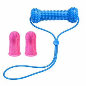 OKKFINE With Silicone Toothbrush Dual-Action Canine Dental Prop Prevents Tooth Decay PVC Dog Toothbrushing Toy Fun Quick Brushing Dog Dental Chews Toy For Easier Teeth Brushing