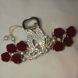 SUPERMARKET IMPORT EKSPOR Jepit Rambut Korea Wanita Dewasa Jepit Rambut China Bahan Alloy 12 cm Mutiara Bentuk Kupu Kupu Jepitan Rambut Pearl SUPER JUMBO Jedai Logam Ukuran Xtra  Karakter Fashion Jepitan