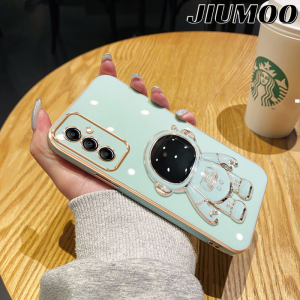 JIUMOO Casing Ponsel untuk Samsung A14 5G A34 5G A54 5G A23 5G A13 5G M23 5G F23 5G F13 M13 A04s Case HP lembut astronot lipat dudukan ponsel Casing pelindung lensa penuh pelindung Kesing silikon kreatif Softcase