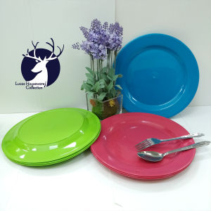 6PCS CANDY COLOR 10INCHES  REUSABLE DINNER PLATE FLAT PLATE PARTY PLATE PLASTIC PLATE DINNING PLATE