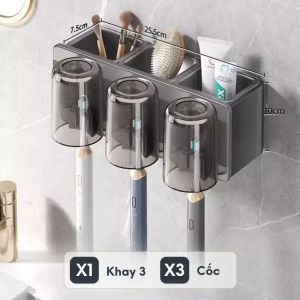 Combo khay nhôm + cốc đựng bàn chải đánh răng súc miệng set khay + ly đánh răng đôi phòng tắm nhôm cao cấp