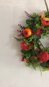 Thanksgiving pumpkin FallPeonyandPumpkinWreath  Halloween door decorations autumn-themed floral decorations