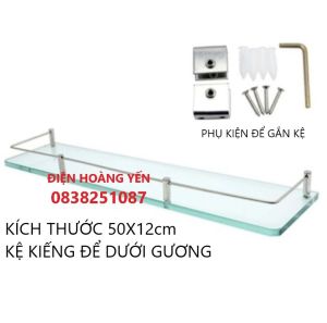 Kệ gương phòng tắm Inox 304 500 x 120 x 10mm cao cấp Kệ gương được làm từ 100% inox trang bị kính cường lực cực kỳ chắc chắn.