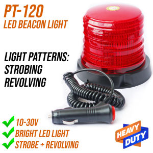 Pentagon PT-120 RED Beacon Light LED Strobe Revolving 10-30V