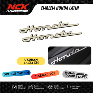 EMBLEM MOTOR HONDA LATIN 2PCS SEPASANG KANAN KIRI AKRILIK 3D TIMBUL SUDAH SAMA PEREKAT